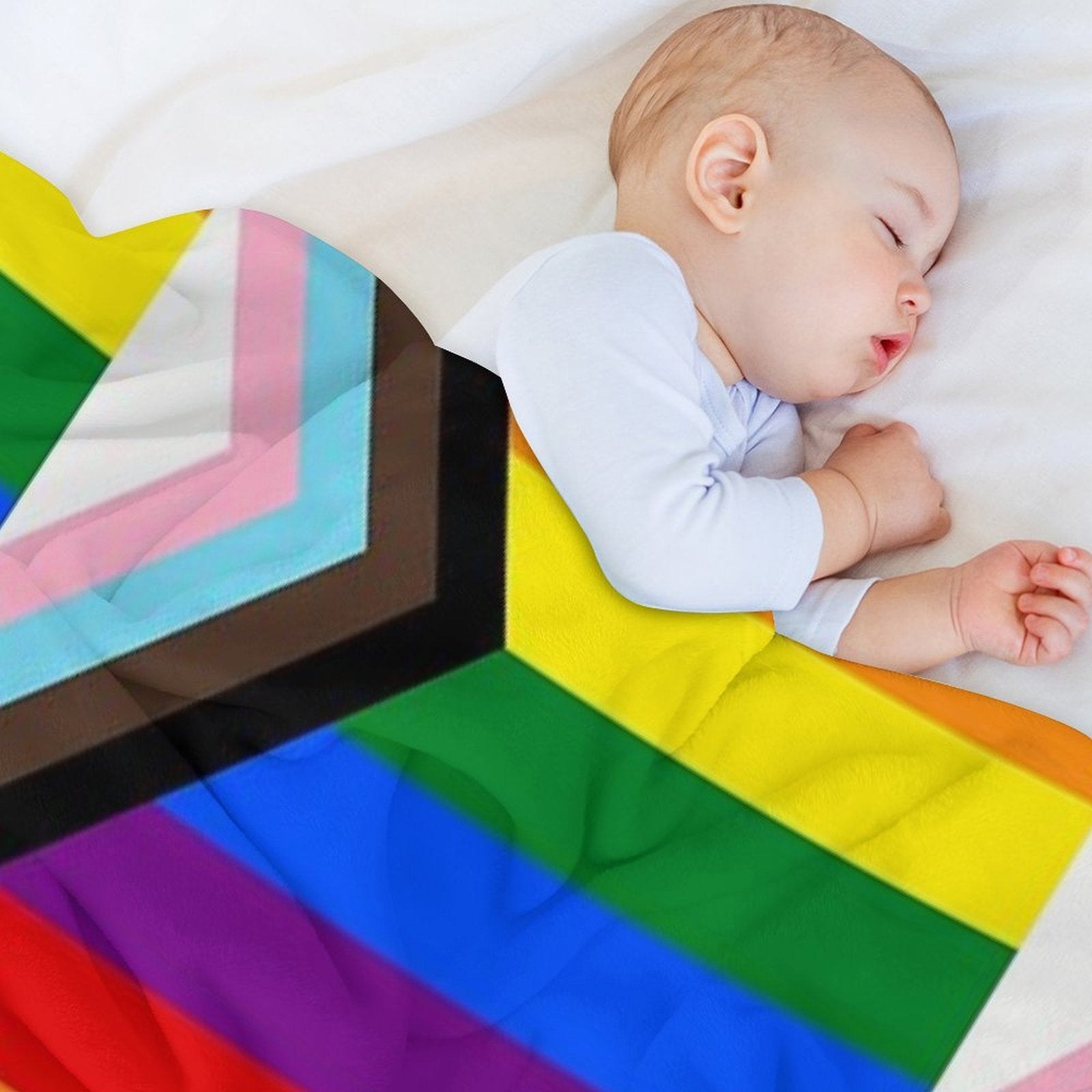 Progress Pride Flag Shrink-resistant Throw Blanket