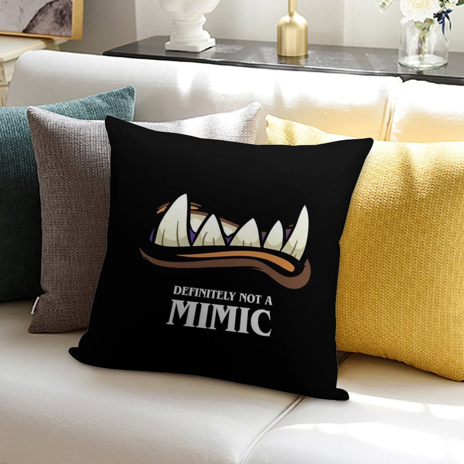 Definitely Not A Mimic Tabletop RPG Gaming Soft Warmth Comfort Throw Pillow