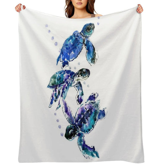 Three Sea Turtles Lightweight Throw Blanket