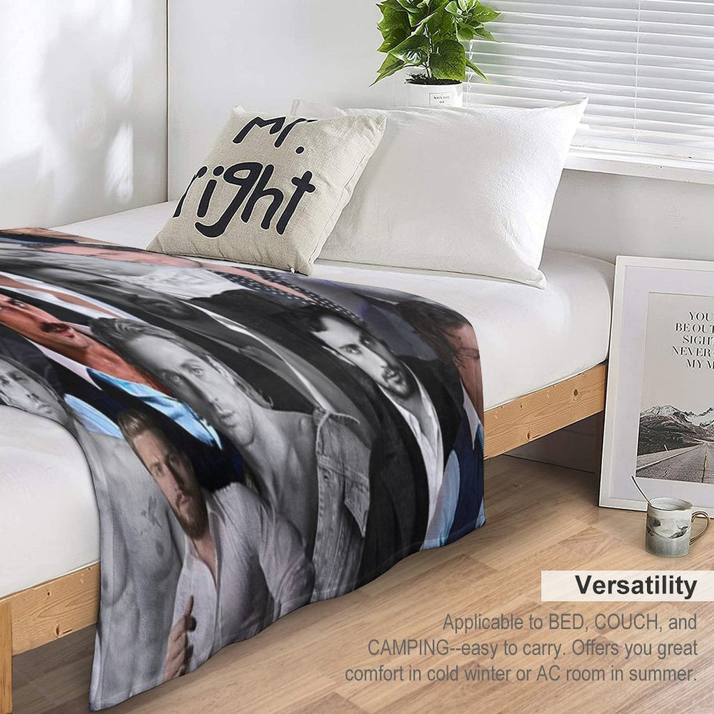 Aaron-taylor Johnson Photo Collage Plush Throw Blanket