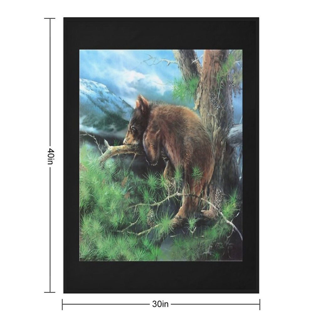 Cinnamon Tree Black Bear Cub Anti-pilling Throw Blanket