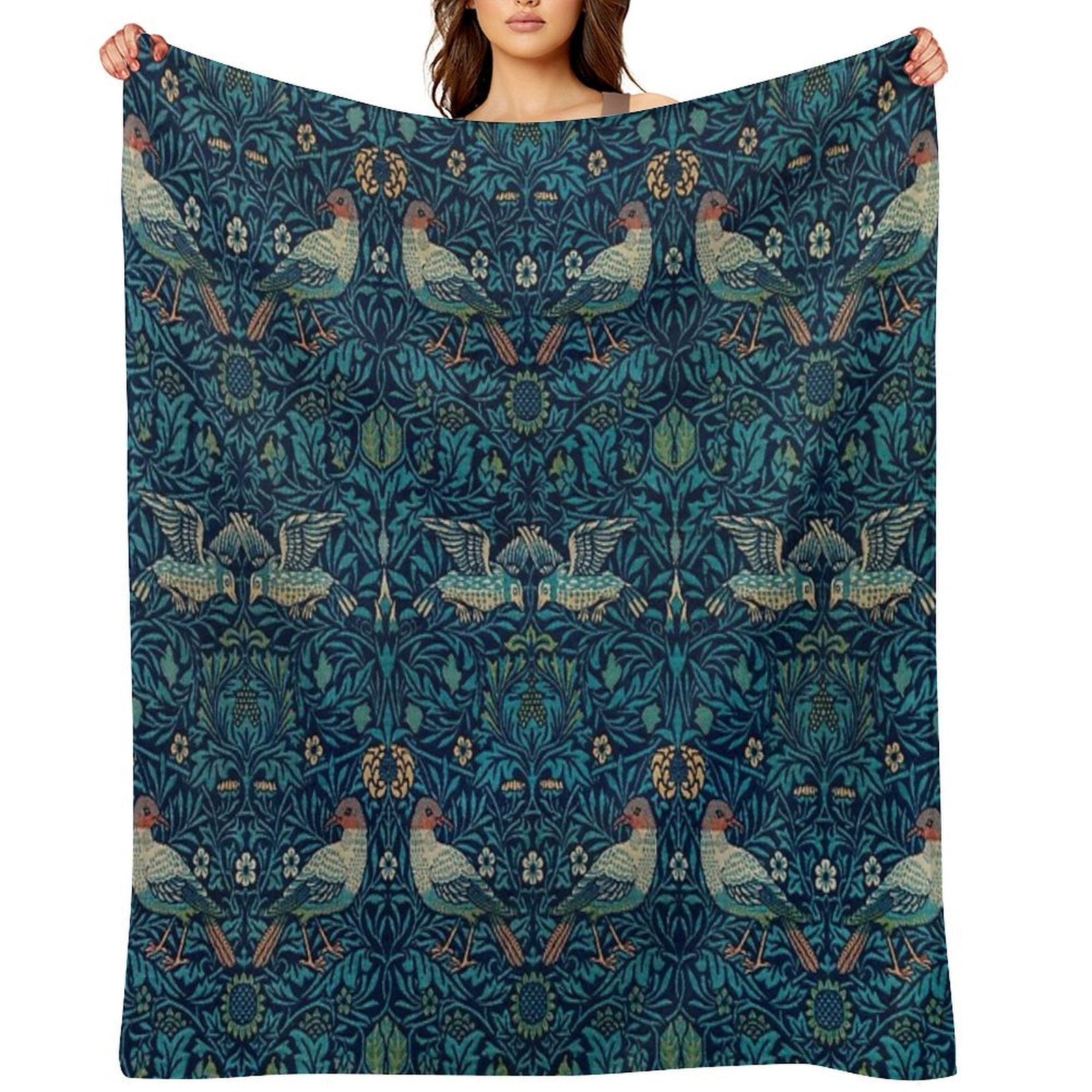 Bird by William Morris, 1878 Wrinkle-free Throw Blanket