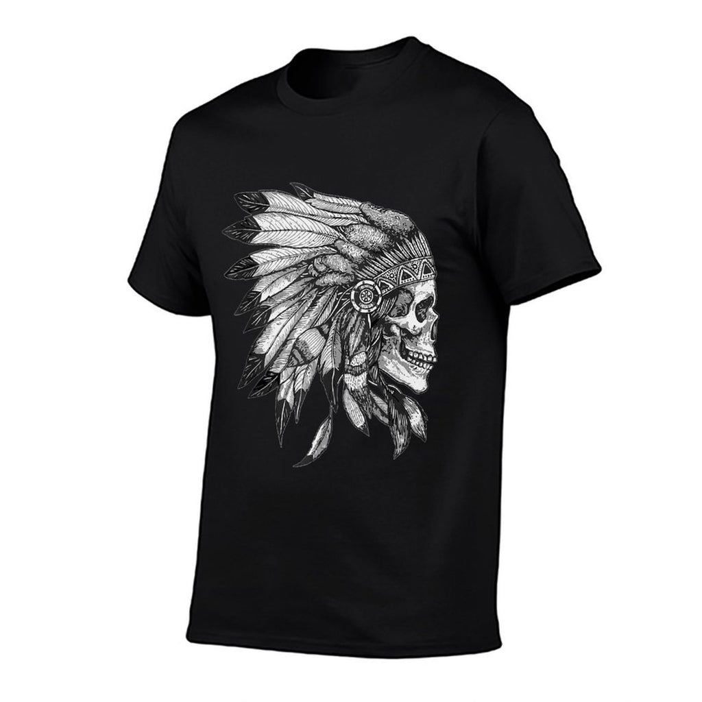 American Motorcycle Skull Native Indian Eagle Chief Vintage  Trendy Pattern T-Shirt