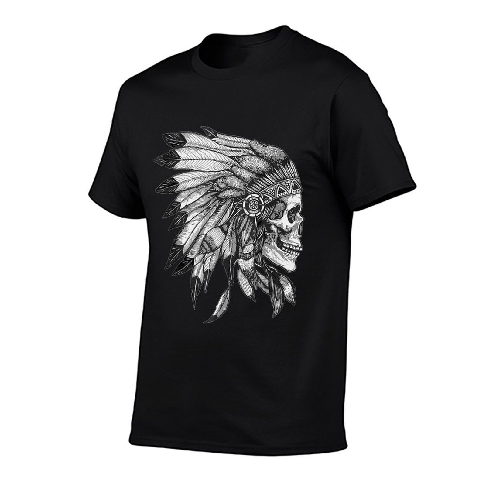 American Motorcycle Skull Native Indian Eagle Chief Vintage  Trendy Pattern T-Shirt
