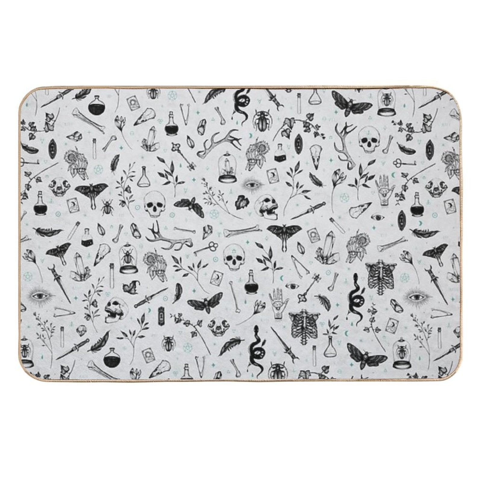 Black And Grey Witchy Pattern  Pet-Safe Bath Mat