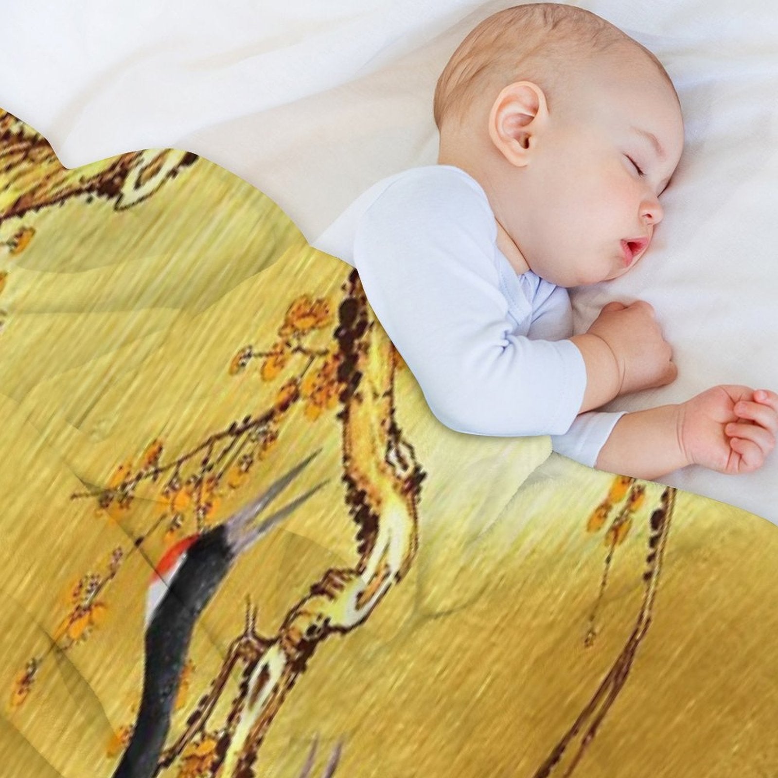 Golden Cranes Japanese Art Anti-pilling Throw Blanket