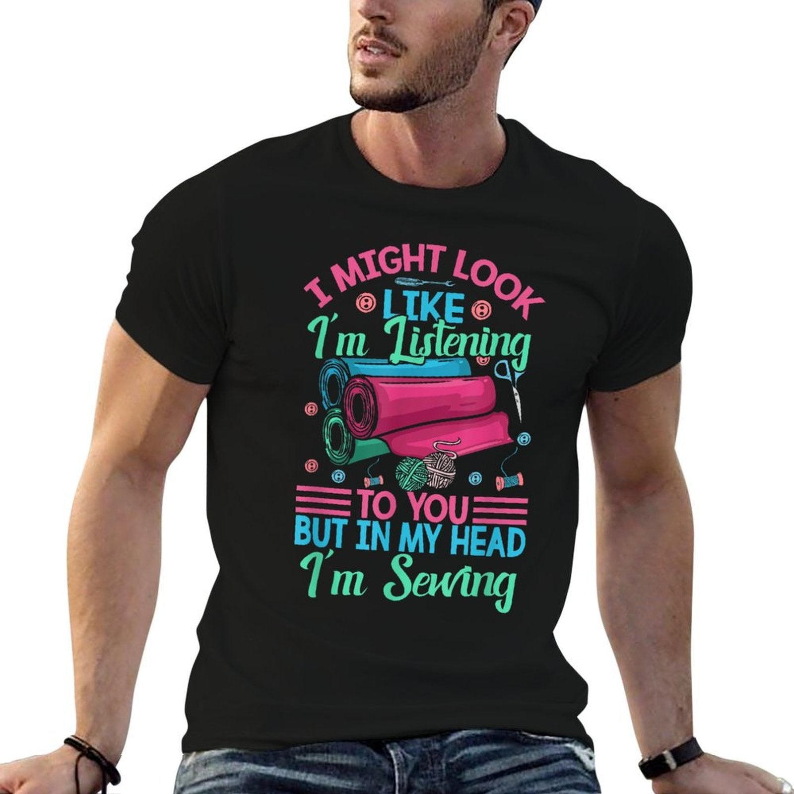 Quilting Yarn Graphic Design Seamstress Sewing Themed  Trendy Pattern T-Shirt