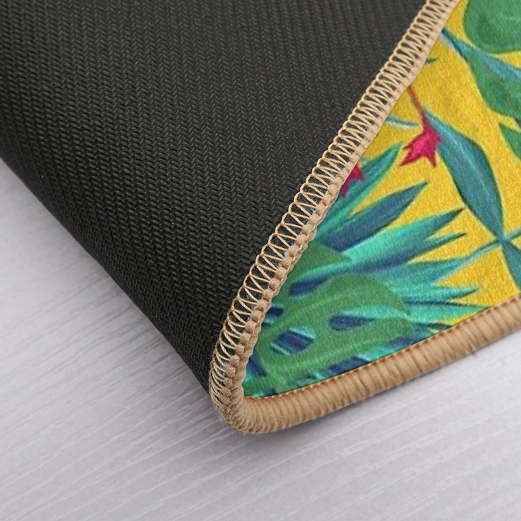 Tropical Bird Yellow Background  Absorbent Bath Mat