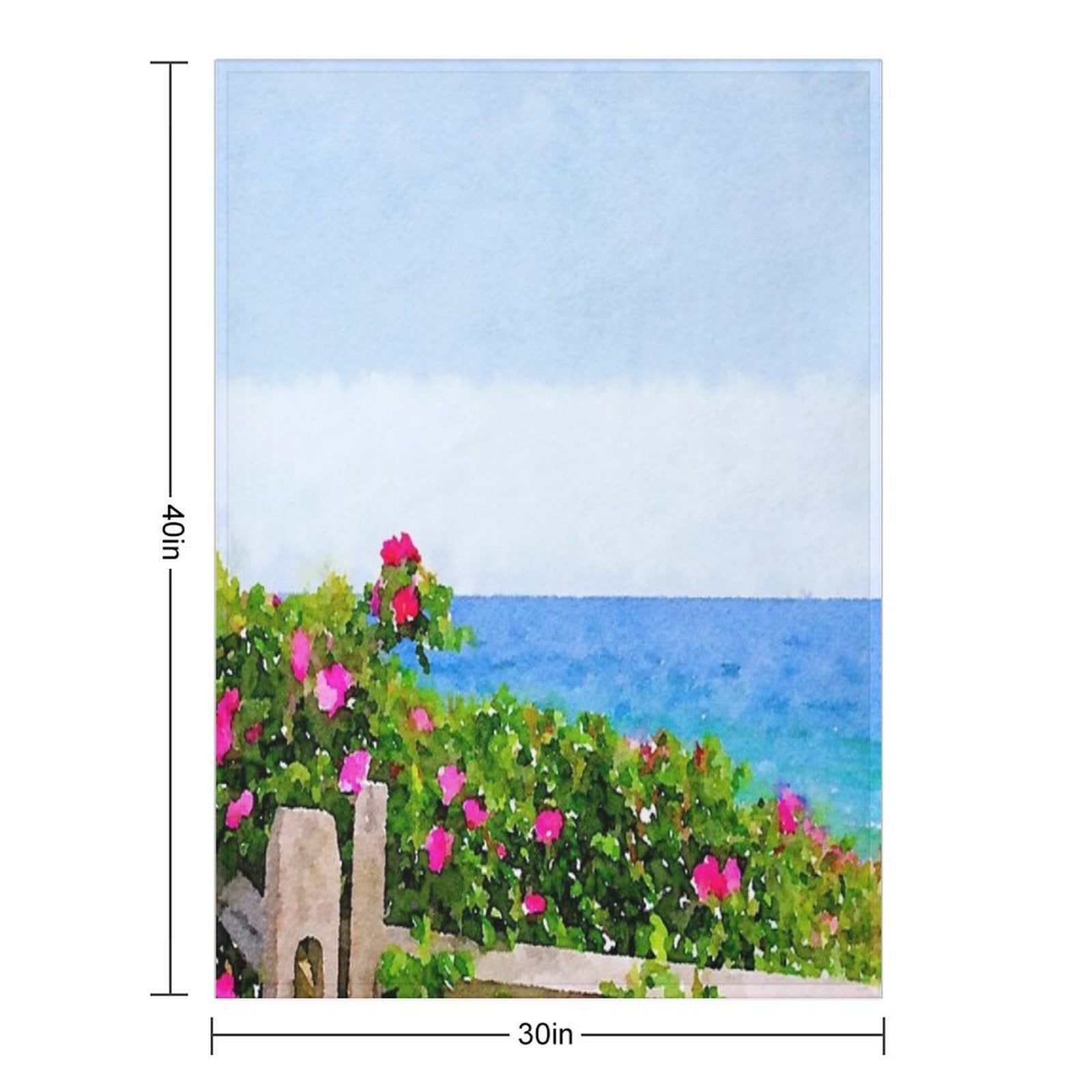 Beach Rose Along Ocean Watercolor Multi-functional Throw Blanket