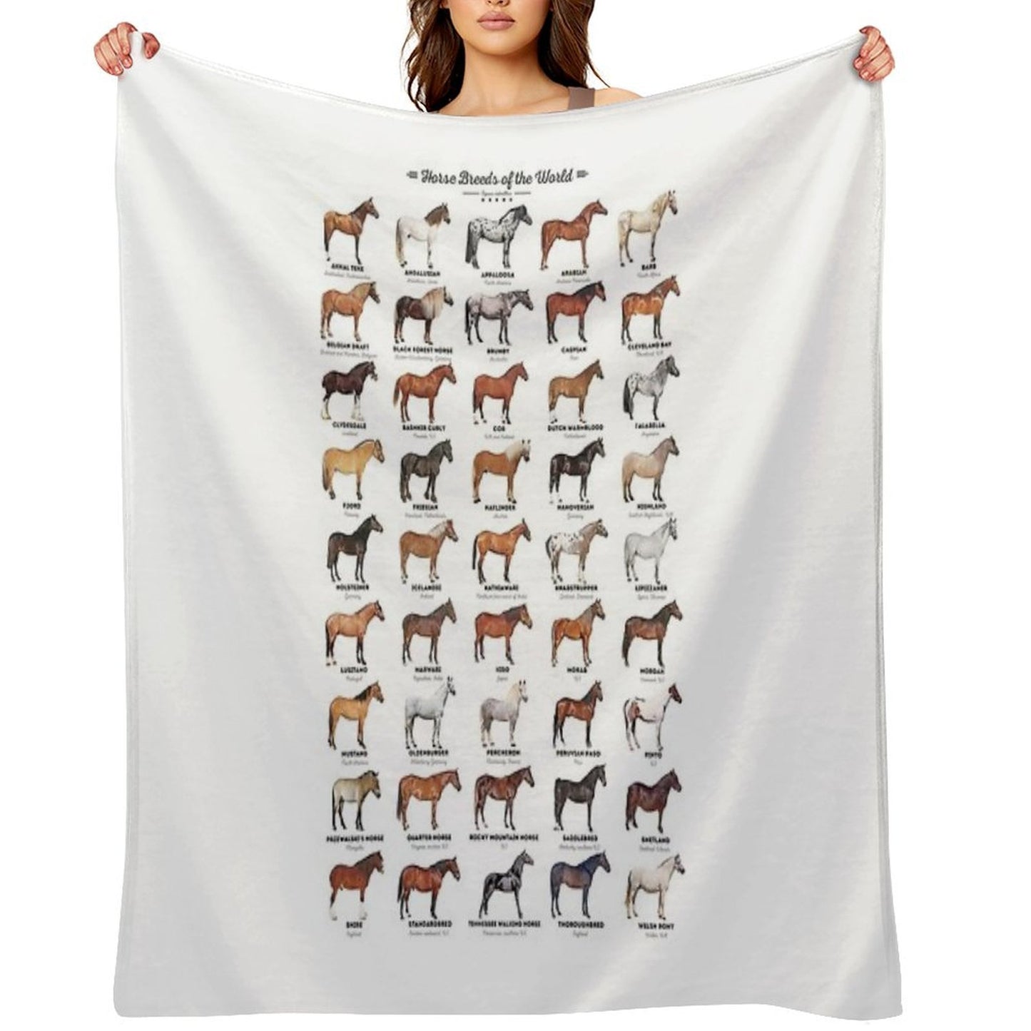 Horse Breeds Of The World Multi-functional Throw Blanket