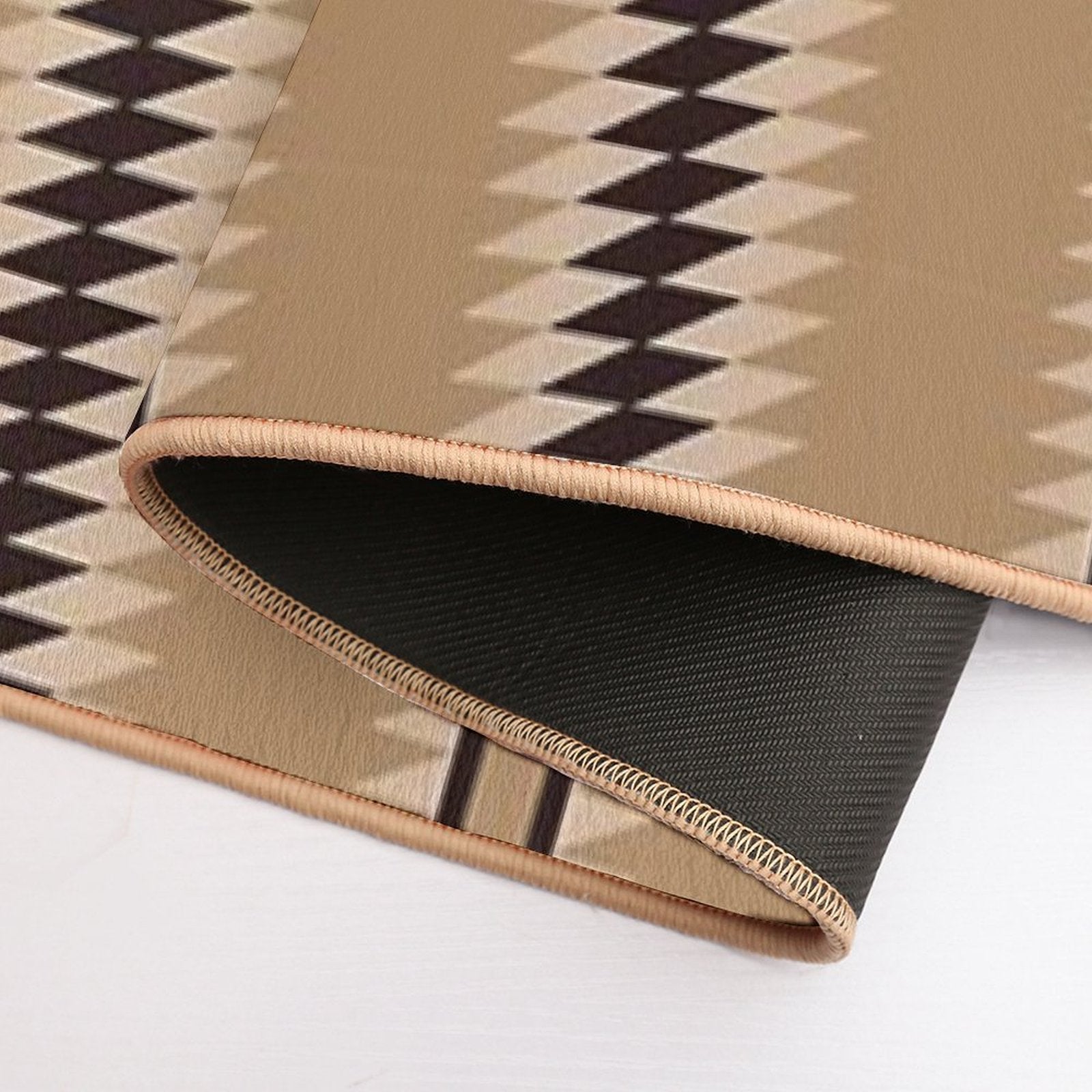 Navajo Stripes Cream And Black  Slip-Resistant Bath Mat