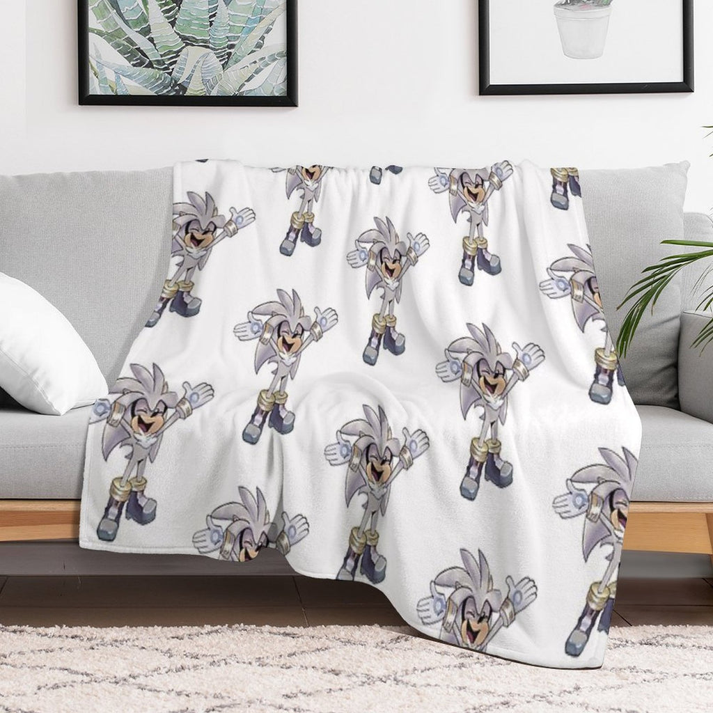 Silver Excited Plush Throw Blanket