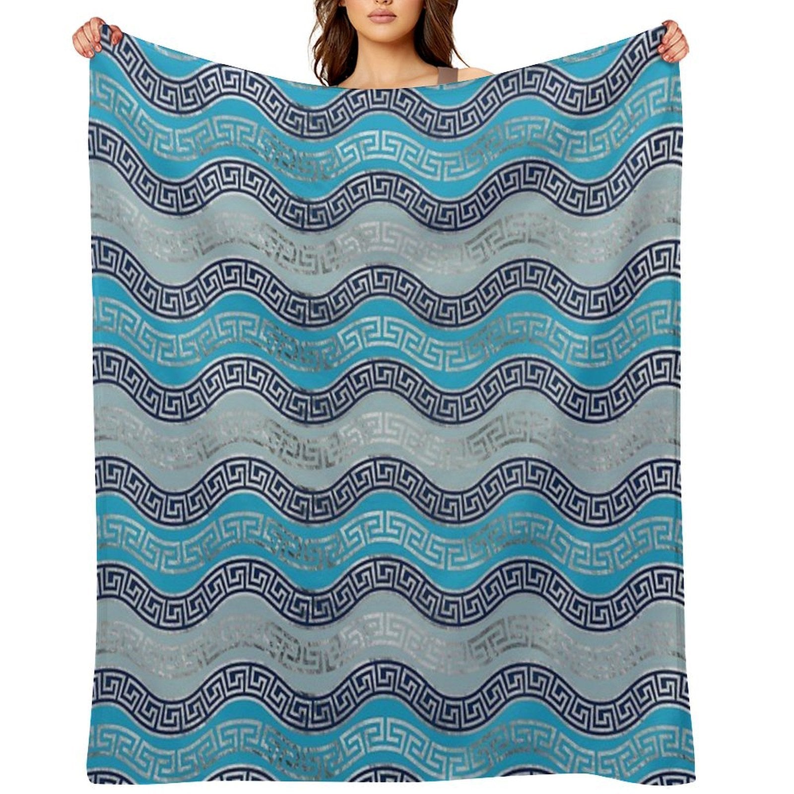 Greek Meander Pattern - Greek Key Ornament Travel-friendly Throw Blanket