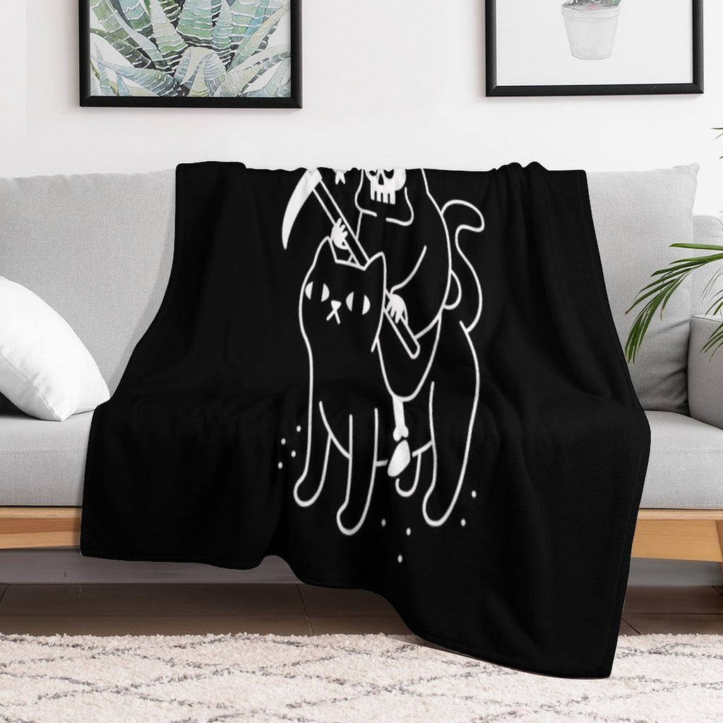 Death Rides A Black Cat Multi-functional Throw Blanket