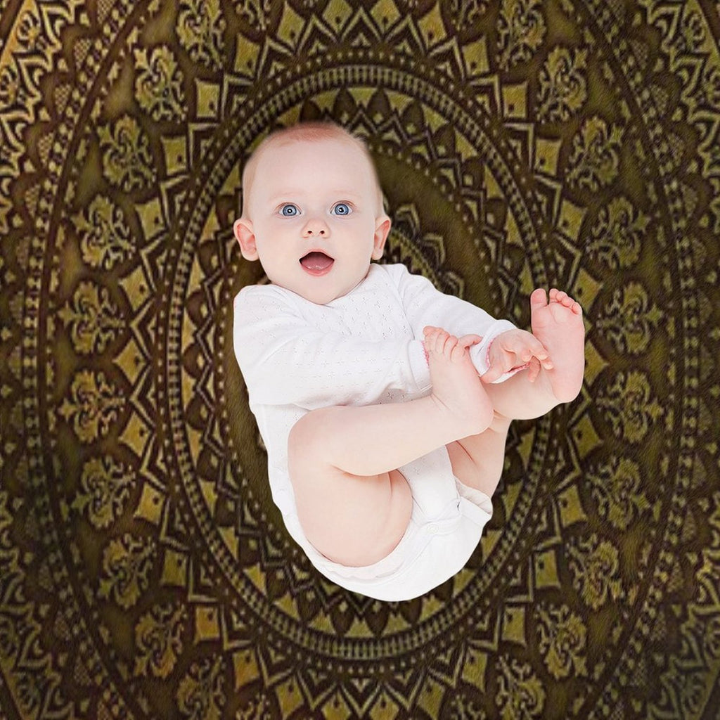 Lime Brown Mandala Travel-friendly Throw Blanket