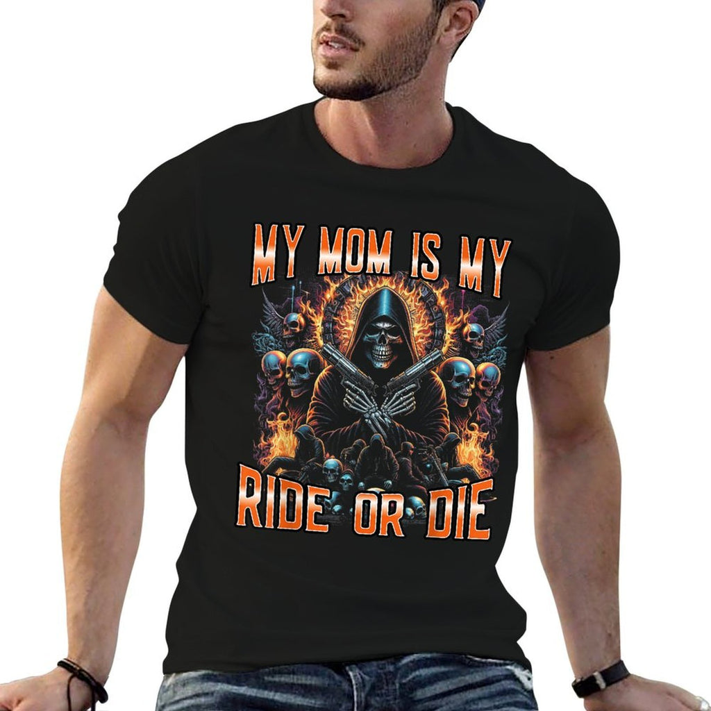 My Mom Is My Ride Die Funny Sarcastic Meme Women Men  Summer-ready Fabric T-Shirt