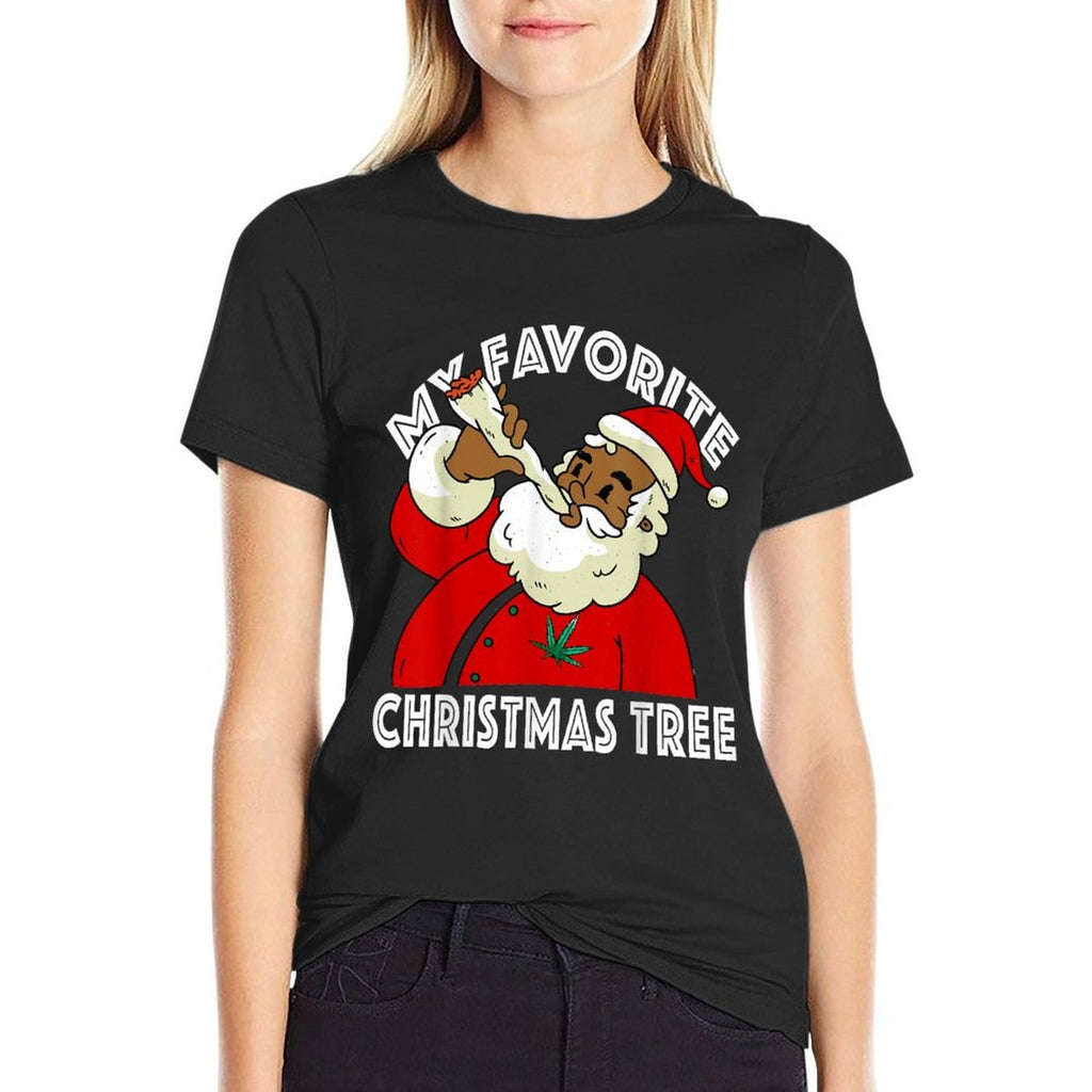 Black African American Santa Claus 420 Christmas Pajamas  Moisture-wicking T-Shirt