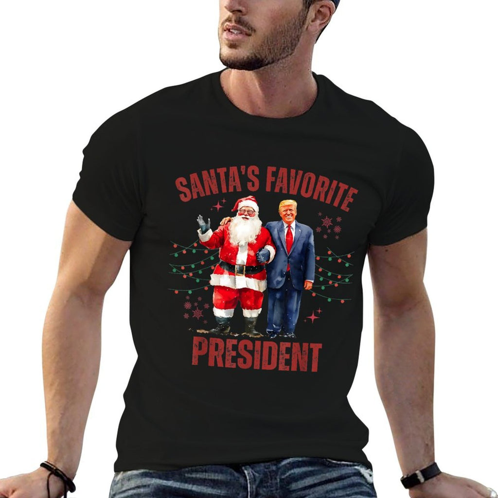 Santas Favorite President Christmas Funny Trump Xmas Pajama  Cotton T-Shirt