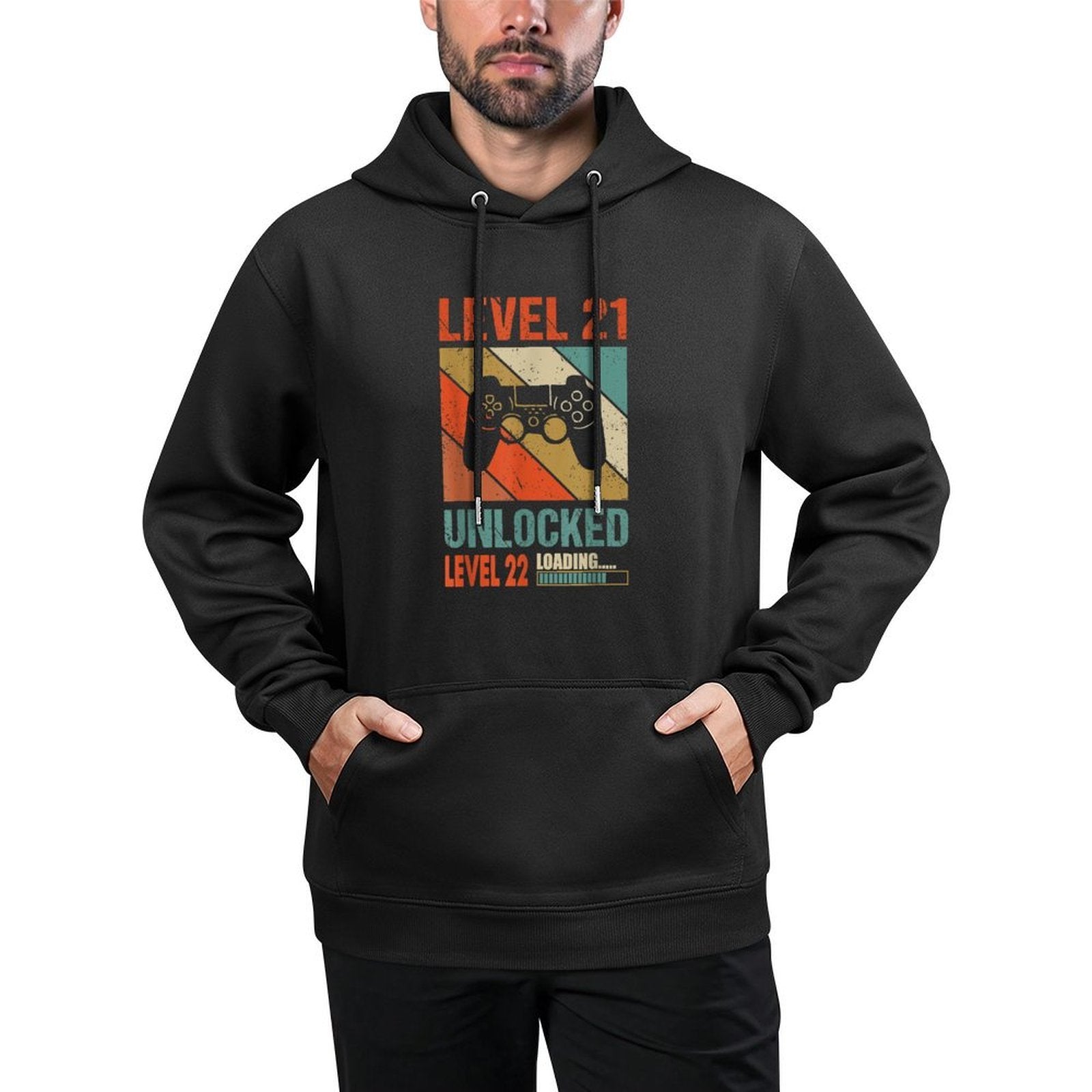 Vintage Level 21 Unlocked Video Gamer Funny 21st Birthday Customizable Surface Hoodie