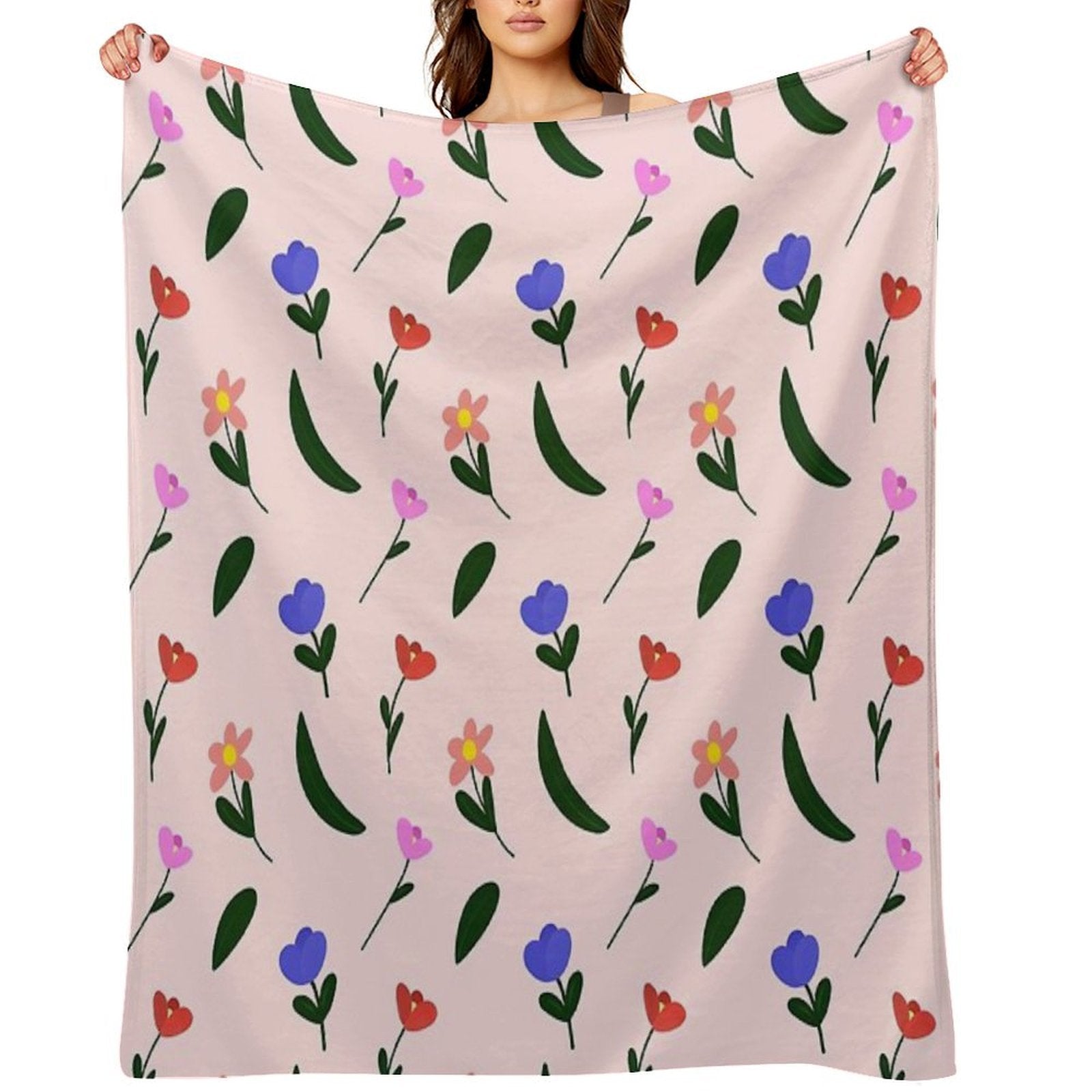 Pastel Flower Plush Throw Blanket