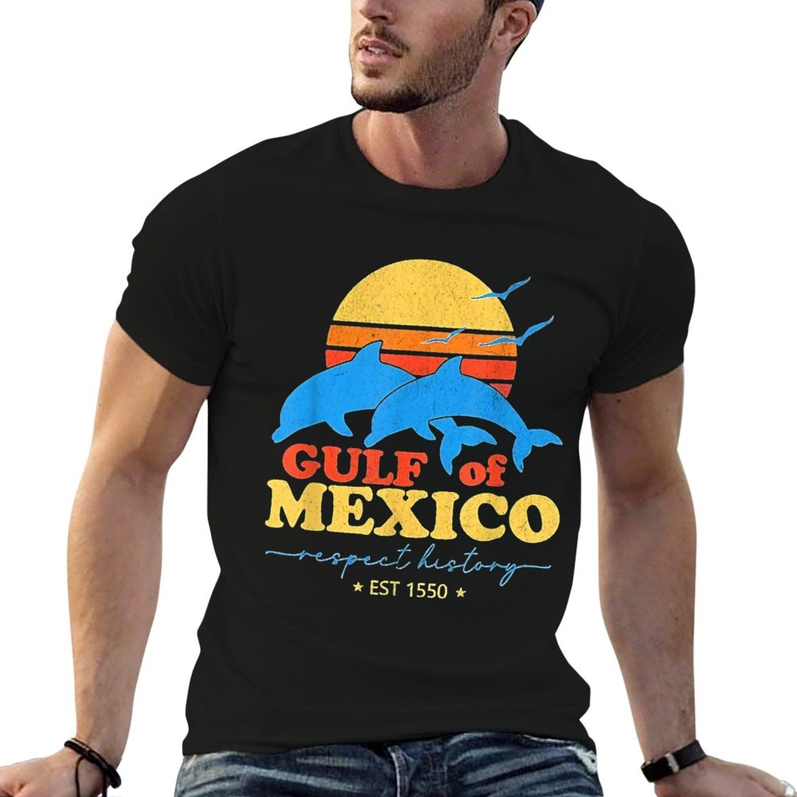Gulf of Mexico Est 1550 Retro Vintage Beach for Men Women  Stretchy T-Shirt