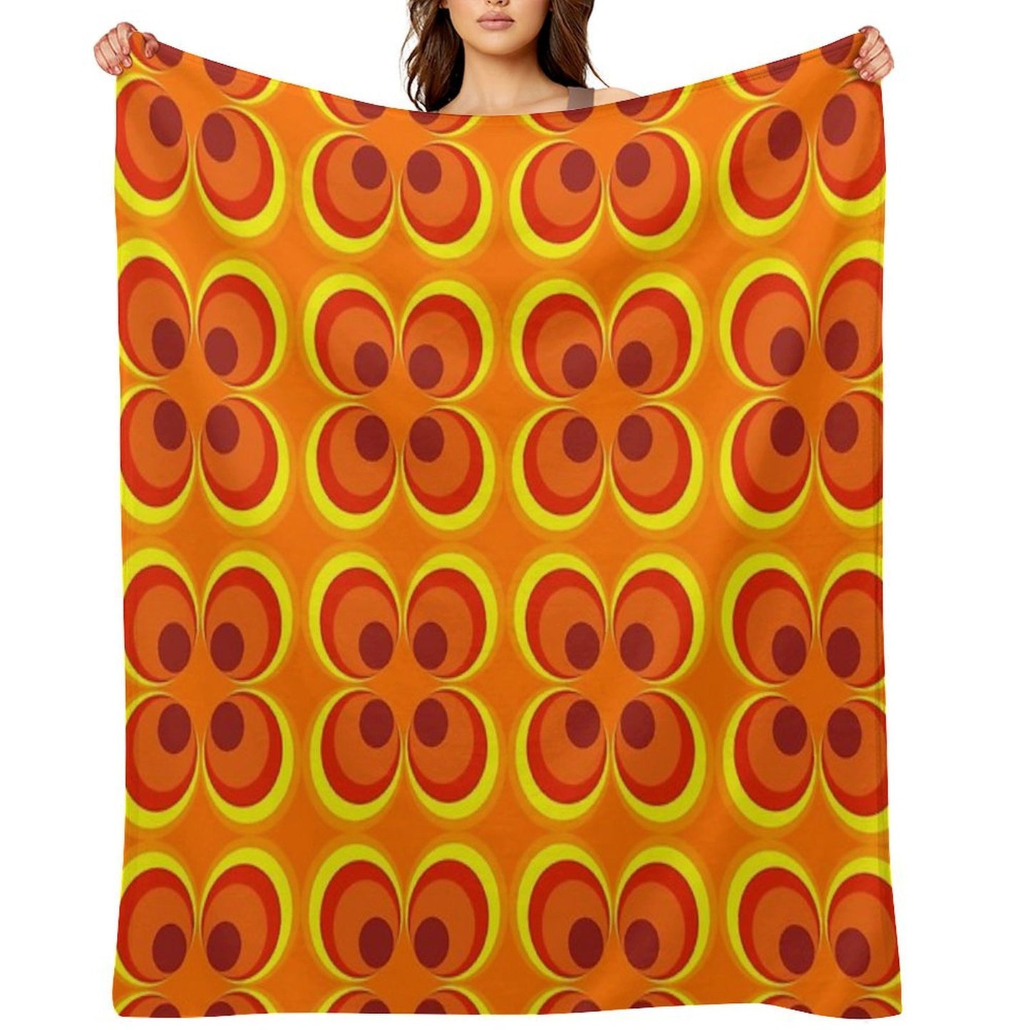 1970s Burnt Orange Retro Design Travel-friendly Throw Blanket
