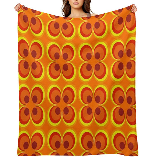1970s Burnt Orange Retro Design Travel-friendly Throw Blanket