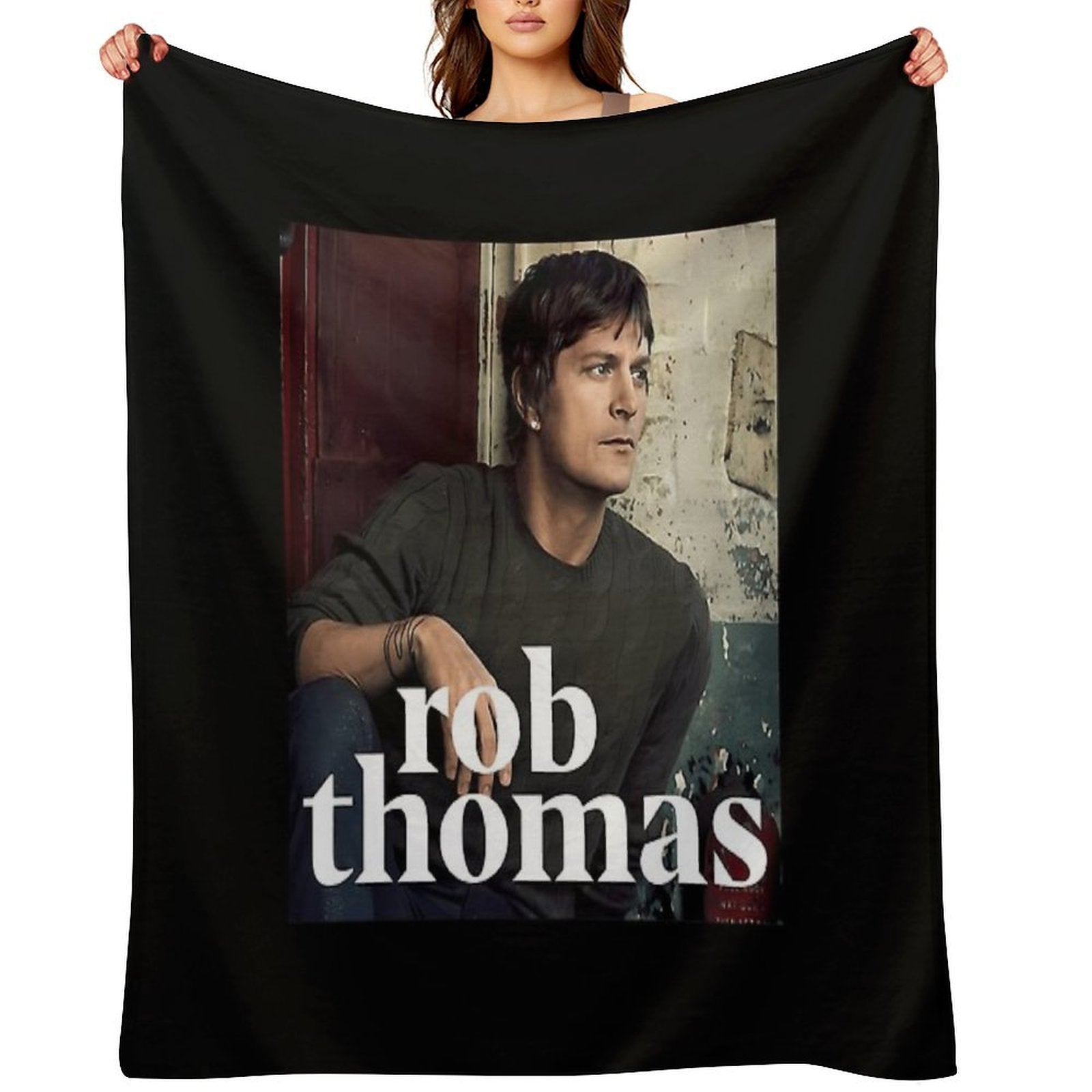 Rob Thomas Singer Music Band Sustainable Throw Blanket