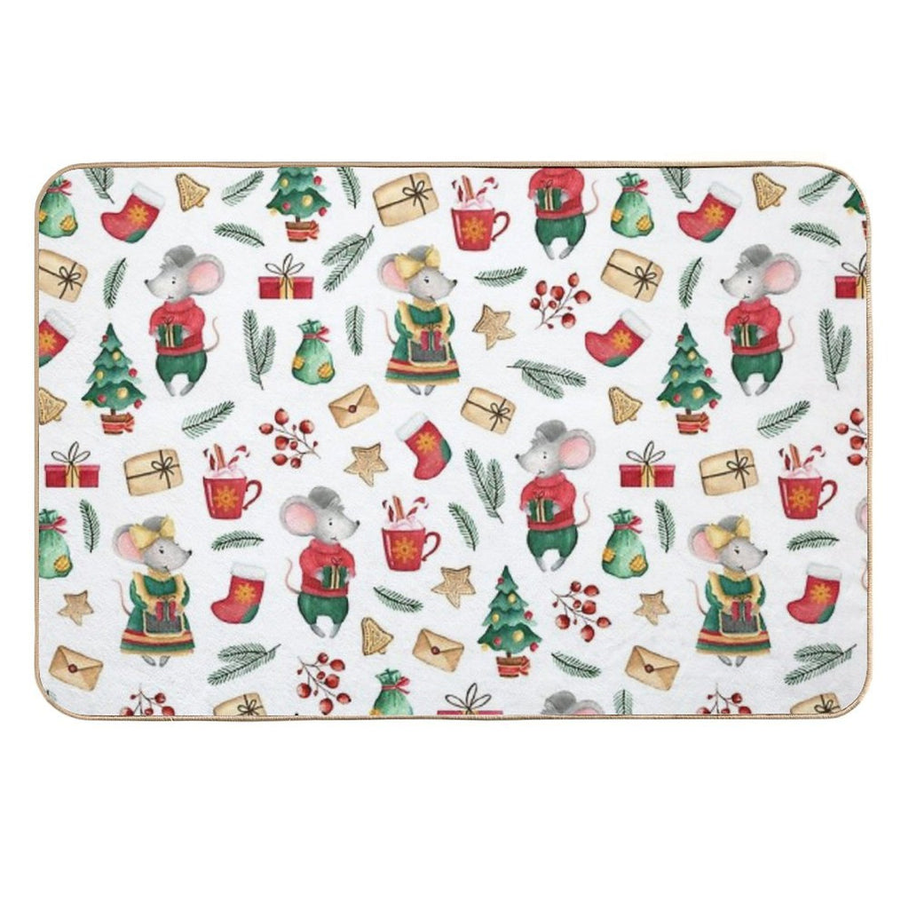 Cute Mice. Watercolor  Toxin-Free Bath Mat