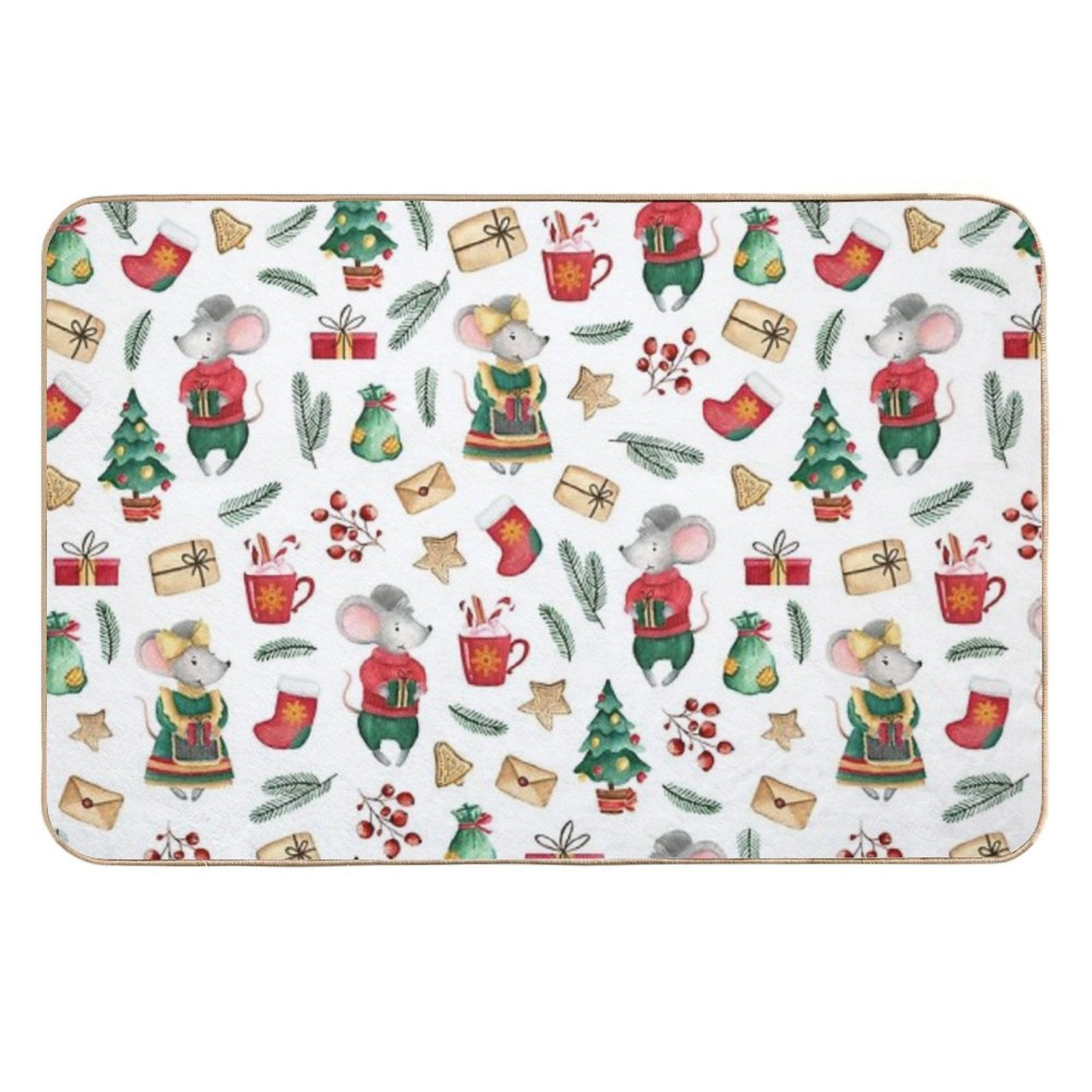Cute Mice. Watercolor  Toxin-Free Bath Mat