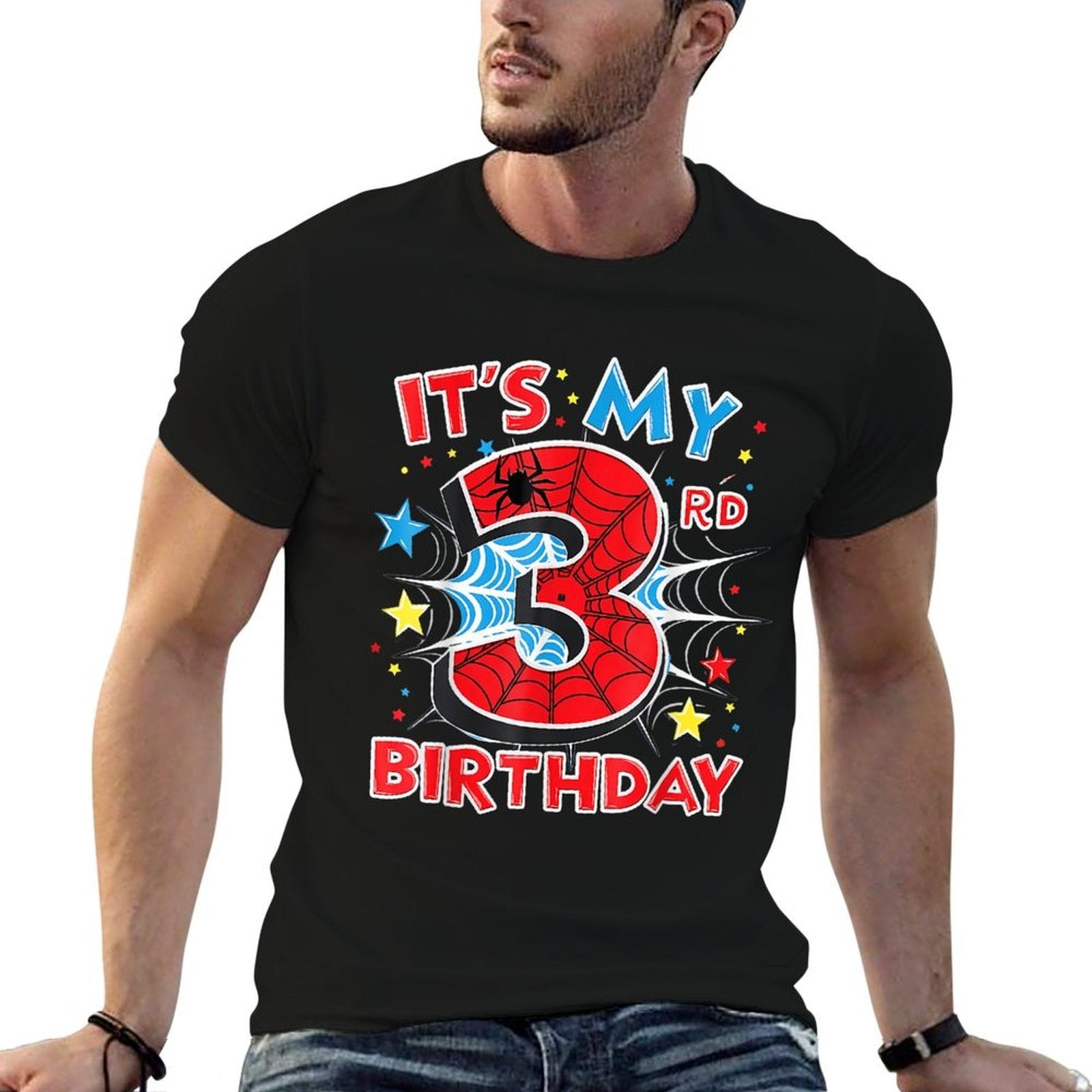 Kids It's My 3rd Birthday Spider Theme Party 3 Years Old  Relaxed-fit T-Shirt
