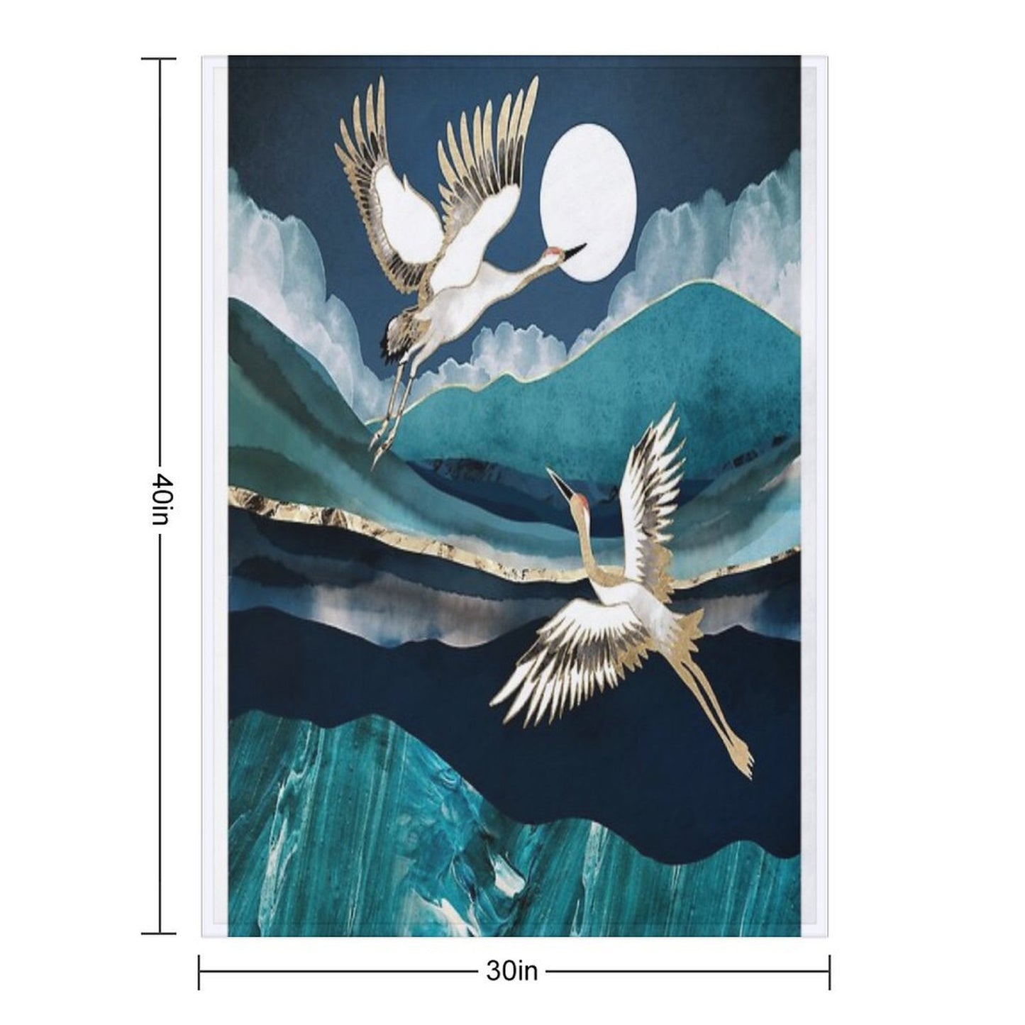 Midnight Cranes Gift-ready Throw Blanket