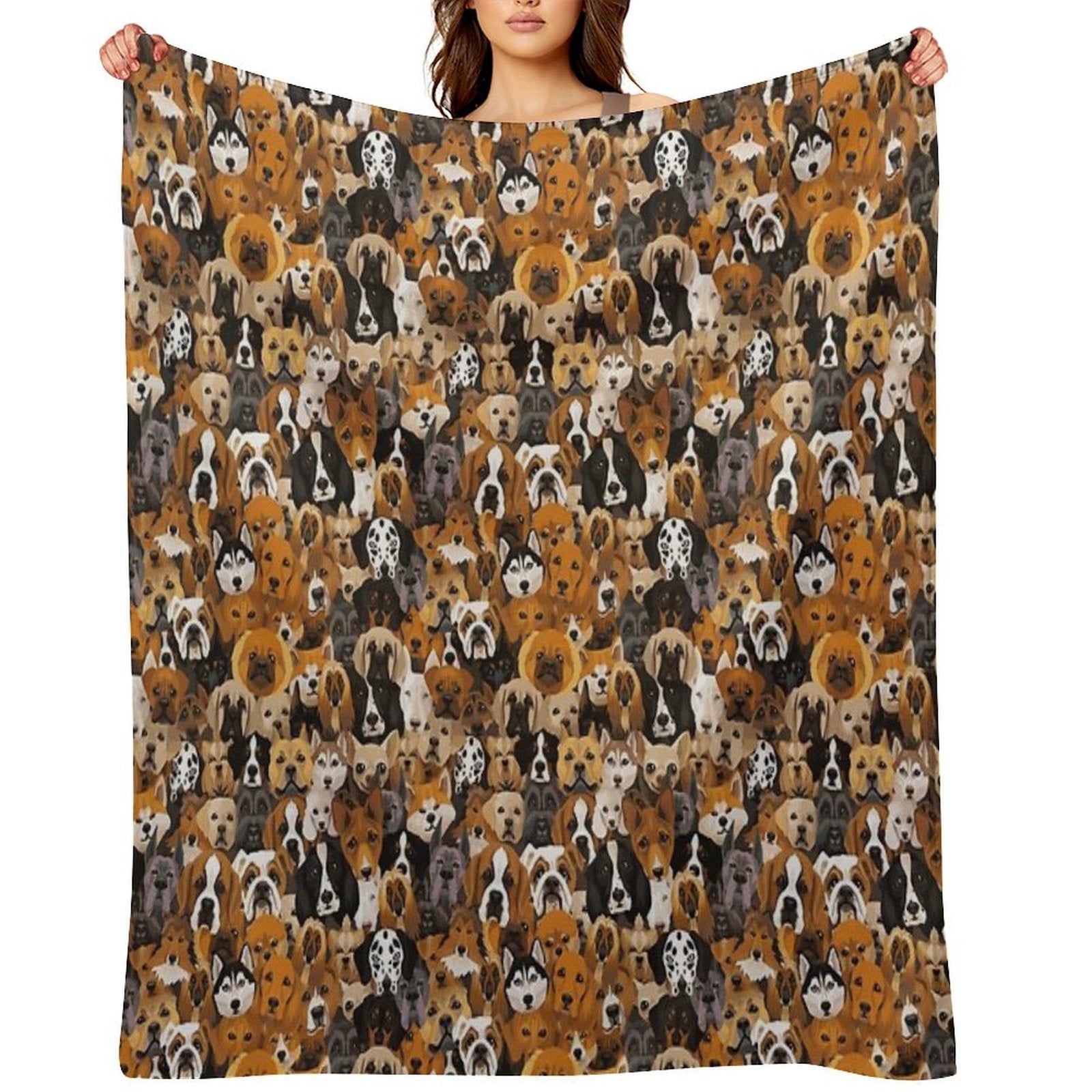Watercolor Dog Pattern Shrink-resistant Throw Blanket