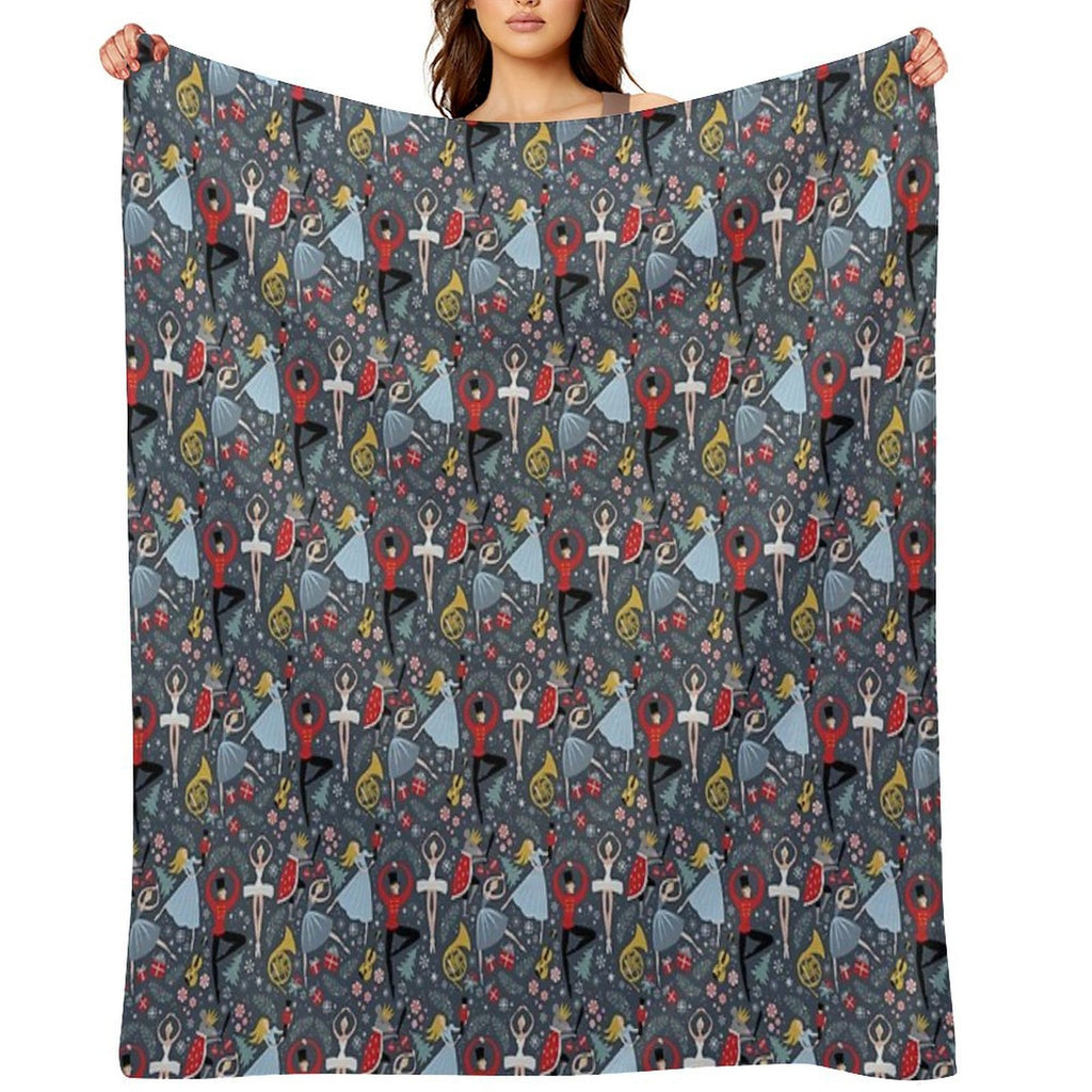Clara's Nutcracker Ballet Repeat by Robin Pickens Sustainable Throw Blanket