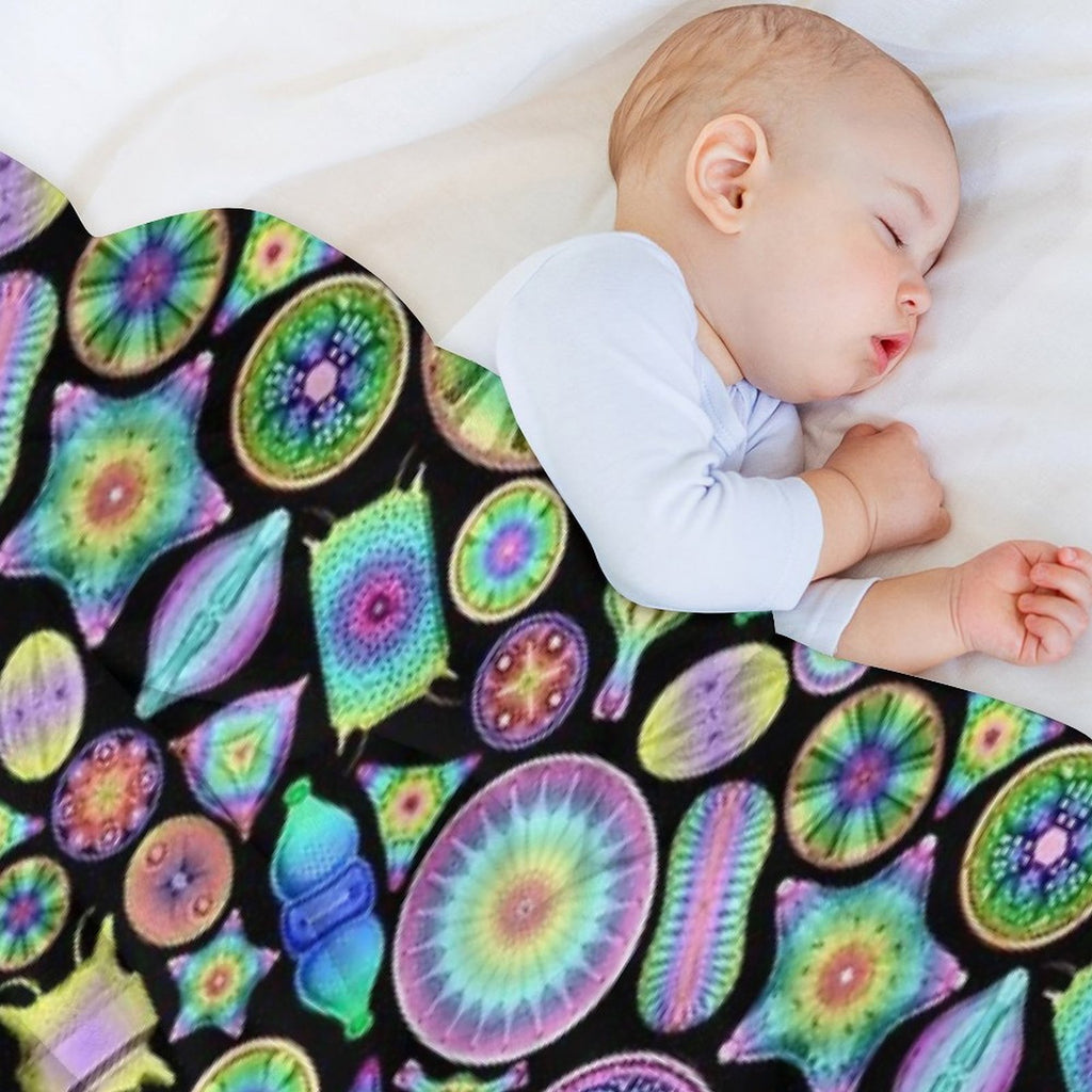Ernst Haeckel Rainbow Diatoms on Black Anti-pilling Throw Blanket