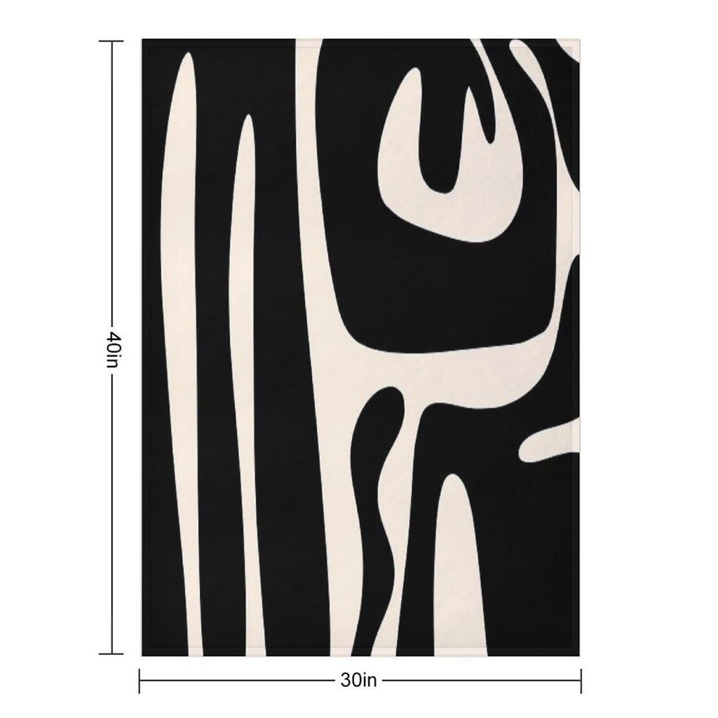 Mid Century Modern Kwaito Abstract Pattern in Black And Almond Cream Anti-pilling Throw Blanket