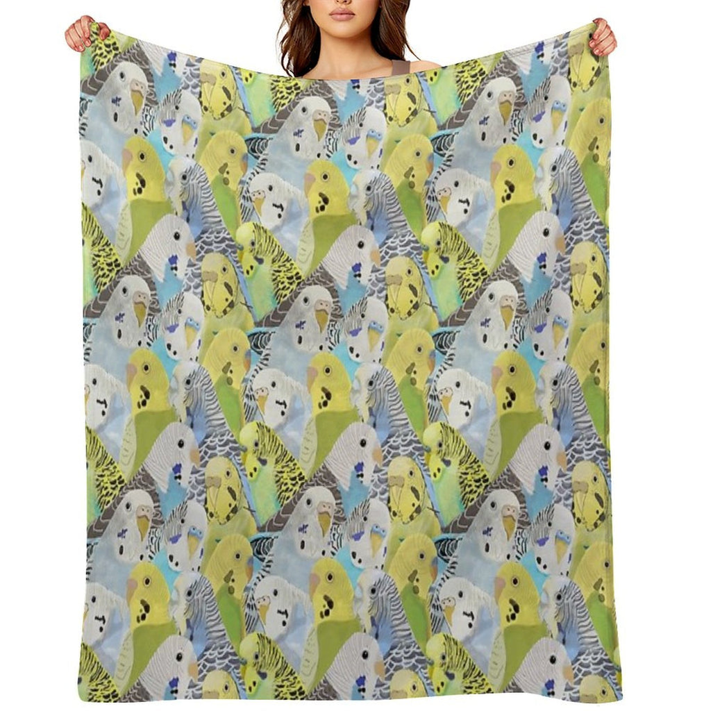 Budgie Parakeets Plush Throw Blanket