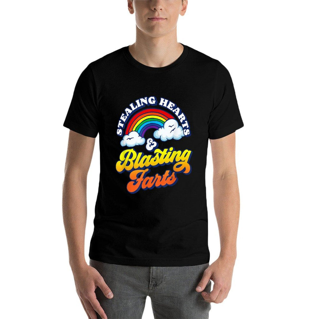 Stealing Hearts  Blasting Farts Funny Rainbow Valentines  Heathered Texture T-Shirt