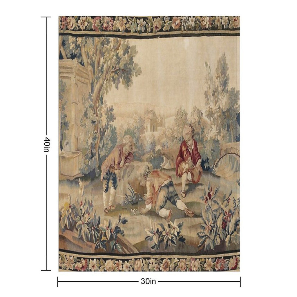 Aubusson  Antique French Tapestry Print Multi-functional Throw Blanket