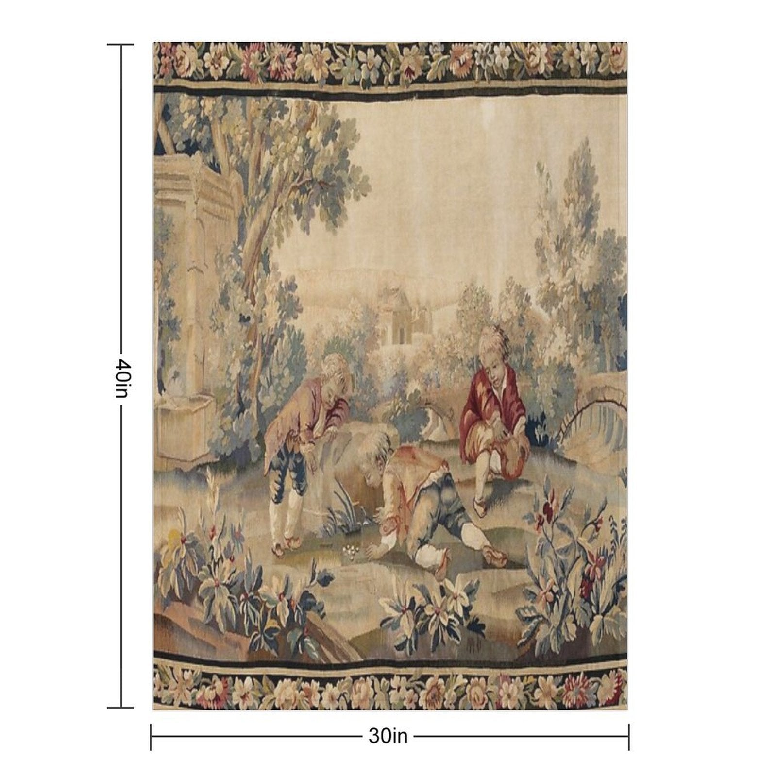Aubusson  Antique French Tapestry Print Multi-functional Throw Blanket