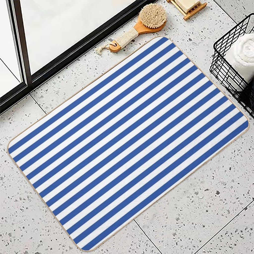 Blue And White Stripes  Long-Lasting Bath Mat