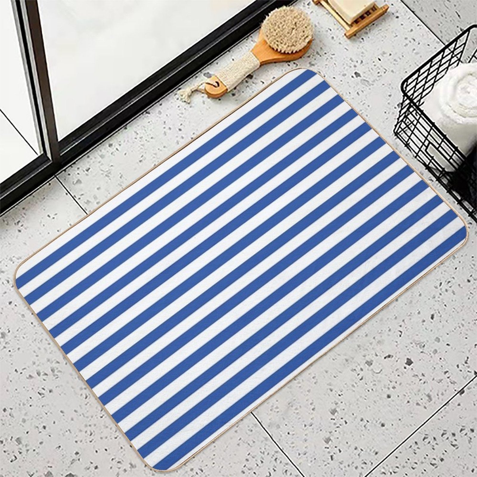 Blue And White Stripes  Long-Lasting Bath Mat