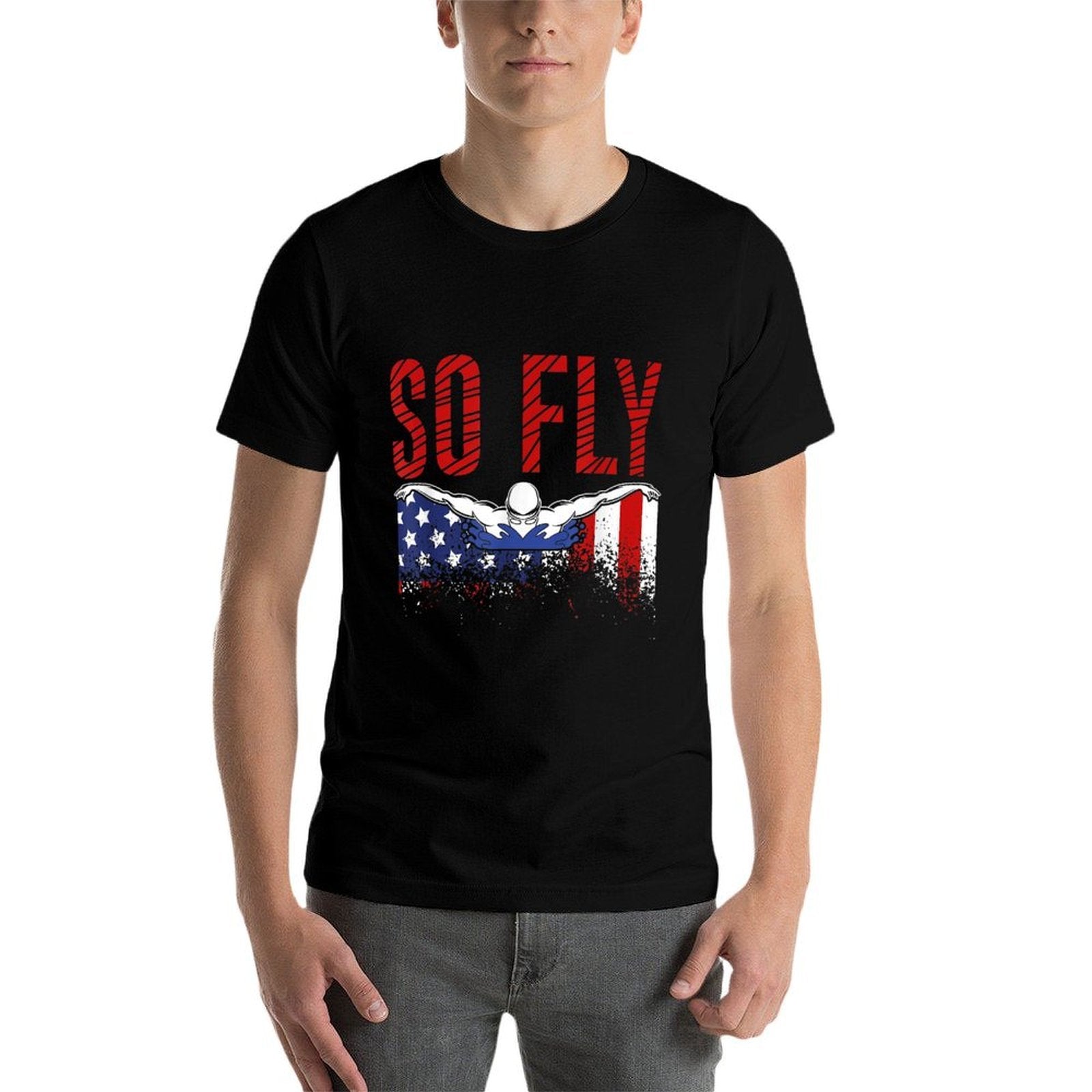 So Fly USA Swimming Team Sports Athlete US Swim Aquatic  Fade-proof Color T-Shirt