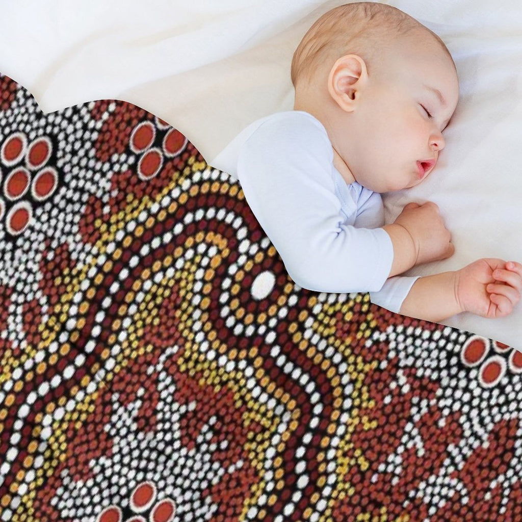 Authentic Aboriginal Art -  Mountains Multi-functional Throw Blanket