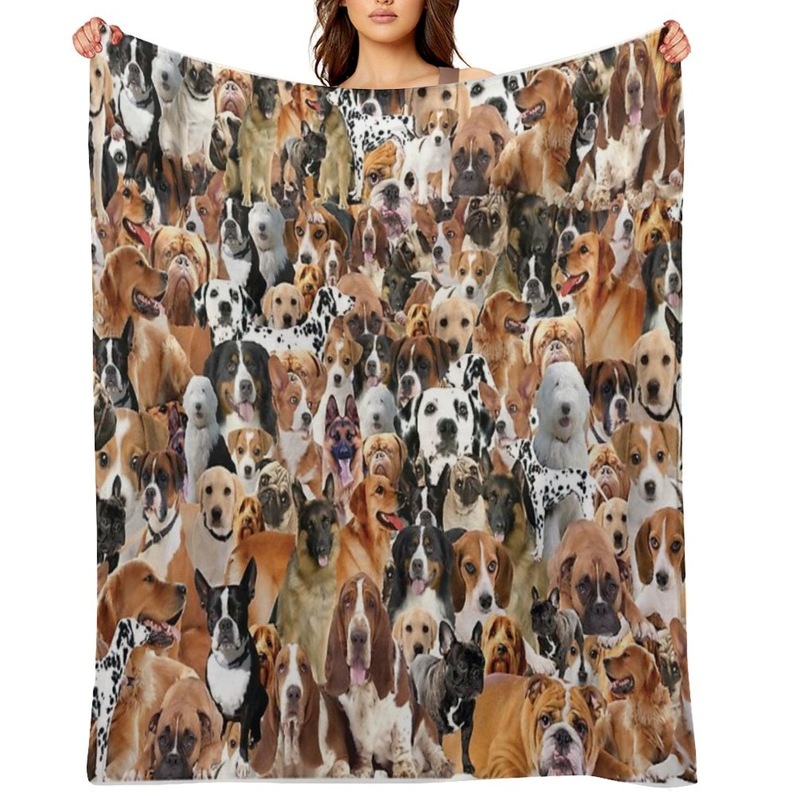 Dogs All Over Different Breed Dog Montage Design Durable Throw Blanket