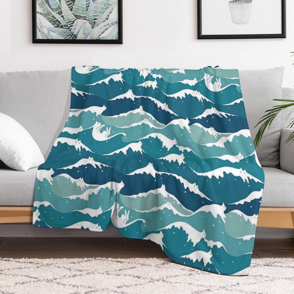 Cat Landscape 135 Cat Waves Machine-washable Throw Blanket