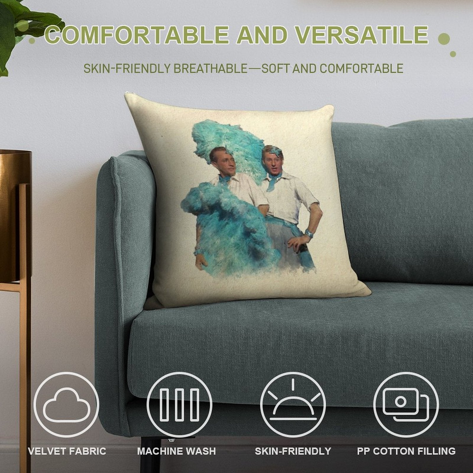 Reprise (Sisters) - Watercolor Soft Shrink-Resistant Throw Pillow