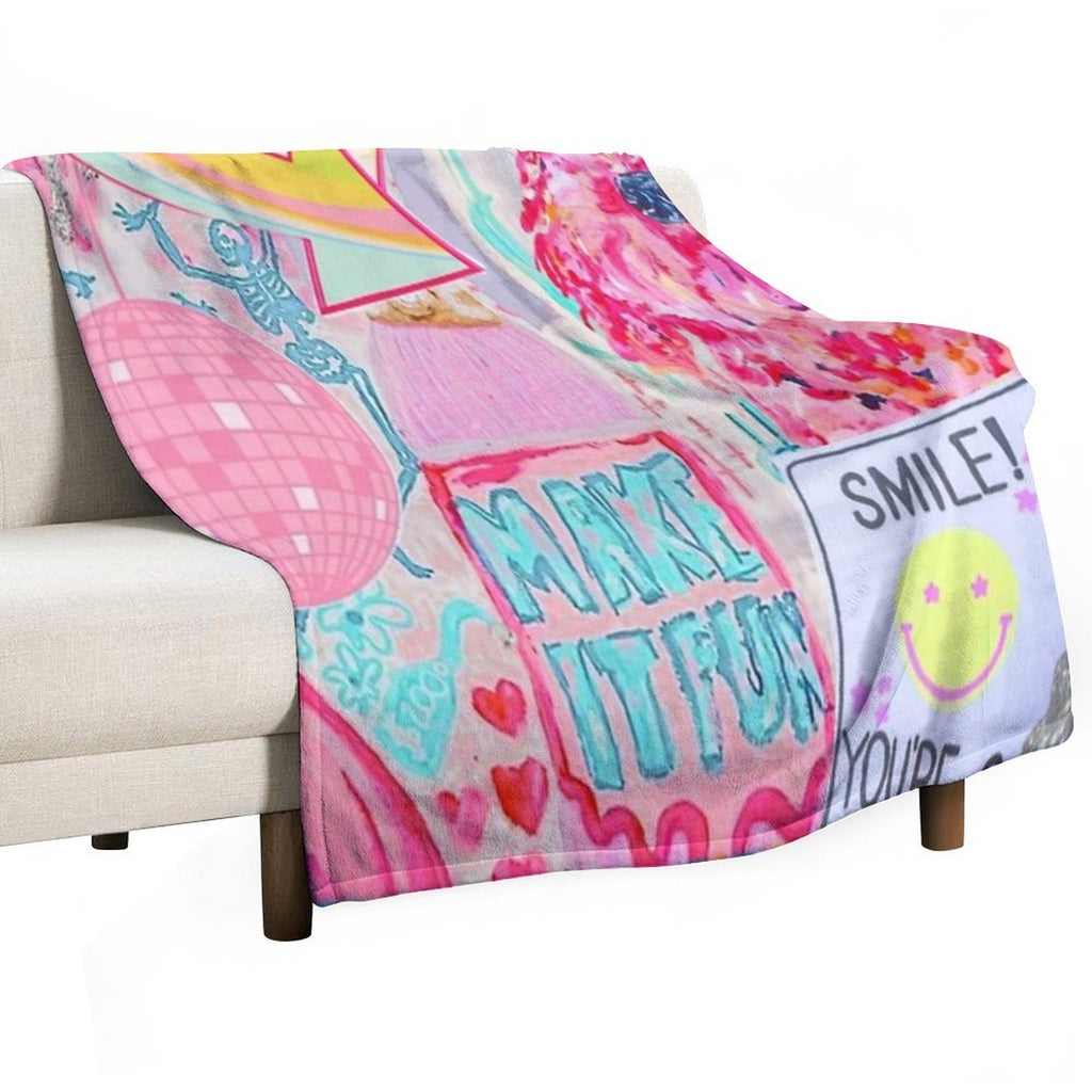 Preppy Pink Collage Velvety-soft Throw Blanket