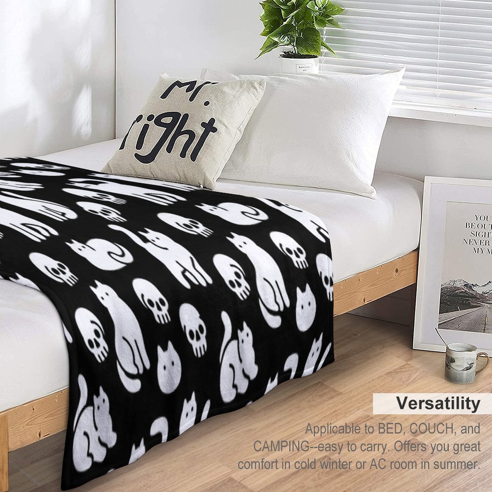Cats And Skulls Pattern Premium Throw Blanket