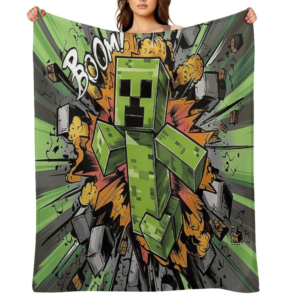 Creeper Explosion Sustainable Throw Blanket
